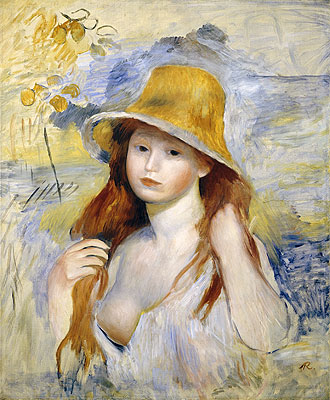 Young Girl with a Straw Hat, 1884 | Renoir | Giclée Canvas Print