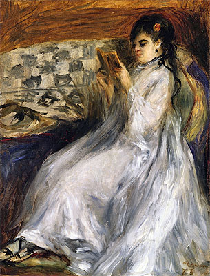 Frau in Weiß beim Lesen, 1873 | Renoir