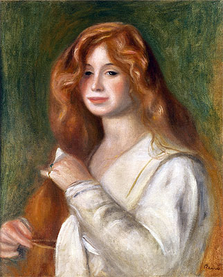Girl Combing her Hair, n.d. | Renoir | Giclée Leinwand Kunstdruck
