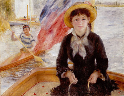 Woman in Boat with Canoeist, 1877 | Renoir | Giclée Leinwand Kunstdruck