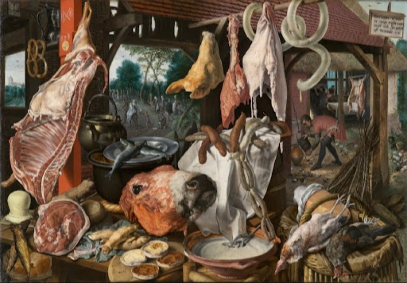 A Meat Stall with the Holy Family Giving Alms, 1551 | Pieter Aertsen | Giclée Canvas Print