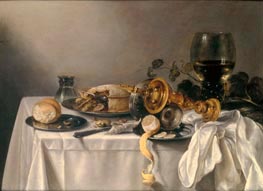 Pieter Claesz | Banquet Piece with Pie, Tazza and Gilded Cup, 1637 | Giclée Canvas Print