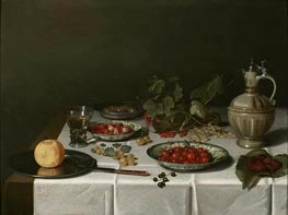 Pieter Claesz | A Breakfast Still Life with Strawberries and Cherries, 1621 | Giclée Canvas Print