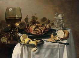 Pieter Claesz | A Still Life with a Roemer, a Crab and a Peeled Lemon on a Pewter Plate, 1643 | Giclée Canvas Print