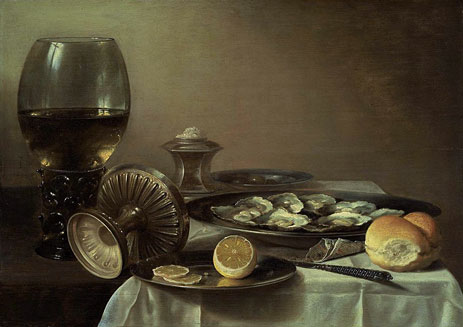 Still Life with Wine Goblet and Oysters, c.1635 | Pieter Claesz | Giclée Leinwand Kunstdruck