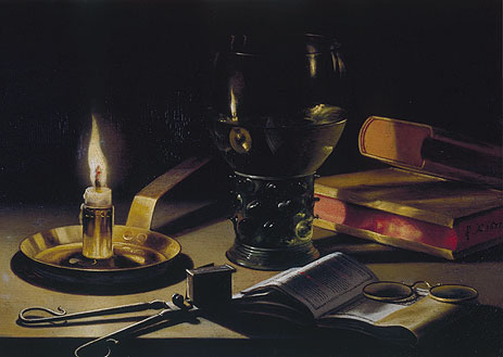 Still Life with Books and Burning Candle, 1627 | Pieter Claesz
