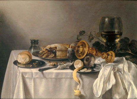 Banquet Piece with Pie, Tazza and Gilded Cup, 1637 | Pieter Claesz | Giclée Leinwand Kunstdruck