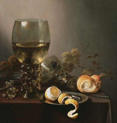 Still Life with Large Roemer, Lemon and Grapes, 1646 | Pieter Claesz | Giclée Leinwand Kunstdruck