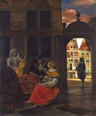 A Musical Party in a Courtyard, 1677 | Pieter de Hooch | Giclée Canvas Print