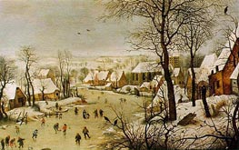 Winter Landscape with Skaters and Bird Trap | Bruegel the Elder | Painting Reproduction