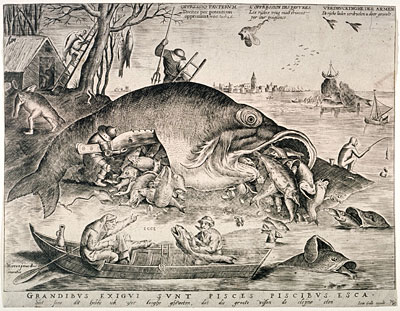 The Large Fishes Devouring the Small Fishes, 1557 | Bruegel the Elder | Giclée Papier-Kunstdruck