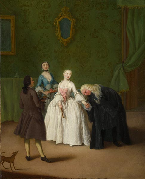 Ein Adliger küsst die Hand einer Dame, c.1746 | Pietro Longhi | Giclée Leinwand Kunstdruck