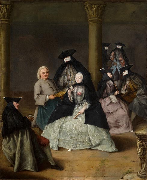 Maskierte Party in einem Innenhof, 1755 | Pietro Longhi | Giclée Leinwand Kunstdruck