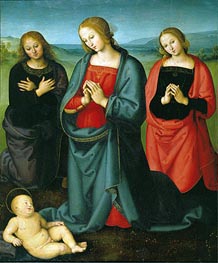 Madonna und Heilige, die das Kind verehren, n.d. von Perugino | Leinwand Kunstdruck