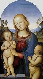 Madonna und Kind mit dem Heiligen John, c.1480/85 von Perugino | Leinwand Kunstdruck