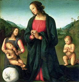 Madonna del Sacco, c.1495/00 von Perugino | Leinwand Kunstdruck