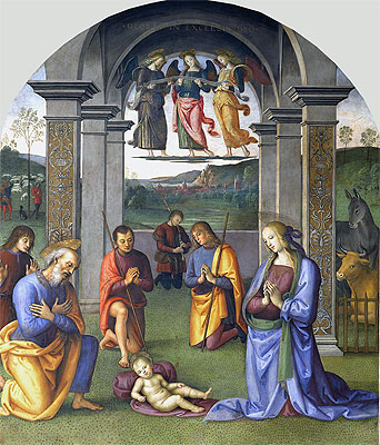 Die Anbetung der Hirten, c.1496/00 | Perugino | Giclée Leinwand Kunstdruck