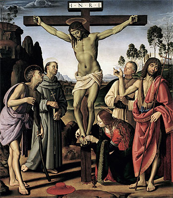 Crucified Christ with Mary Magdalene and Saints, c.1480/00 | Perugino | Giclée Canvas Print