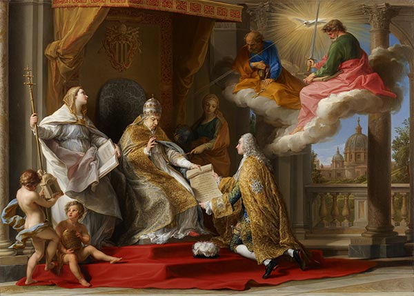 Pope Benedict XIV Presenting the Encyclical 'Ex Omnibus' to the Comte de Stainville, 1757 | Pompeo Batoni | Giclée Canvas Print