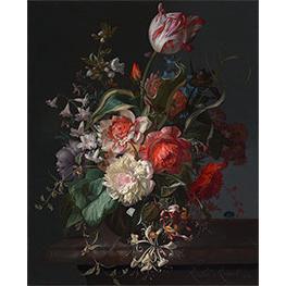 Flowers in a Glass Vase with a Tulip - Rachel Ruysch