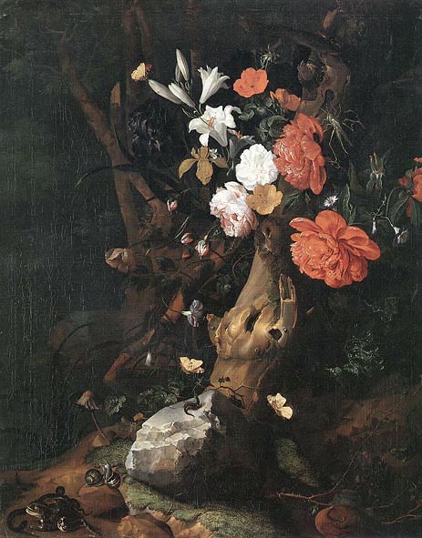 Flowers on a Tree Trunk, c.1690/00 | Rachel Ruysch | Giclée Canvas Print