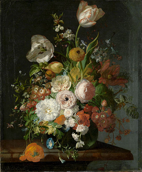 Still Life with Flowers in a Glass Vase, Undated | Rachel Ruysch | Giclée Canvas Print