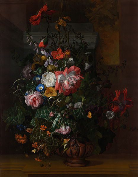 Rosen, Winde, Mohn und andere Blumen in einer Urne, 1680s | Rachel Ruysch