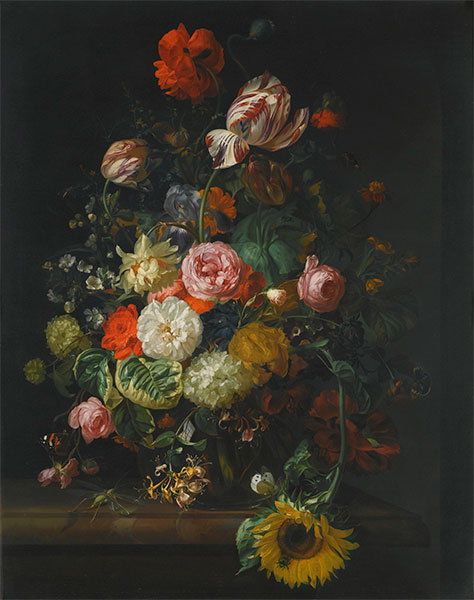 Still Life of Roses, Tulips and Sunflower, 1710 | Rachel Ruysch | Giclée Canvas Print