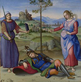 An Allegory (Vision of a Knight), c.1504 von Raphael | Leinwand Kunstdruck