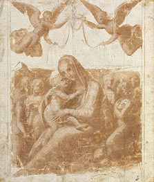 The Virgin and Child Surrounded by Angels, n.d. von Raphael | Papier-Kunstdruck