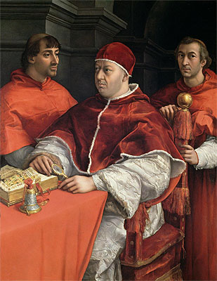 Portraits of Leo X, Cardinal Luigi de' Rossi and Giulio de Medici, c.1513/18 | Raphael | Giclée Leinwand Kunstdruck