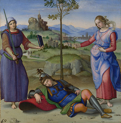 An Allegory (Vision of a Knight), c.1504 | Raphael | Giclée Leinwand Kunstdruck