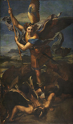 St. Michael Overwhelming the Demon, 1518 | Raphael | Giclée Leinwand Kunstdruck