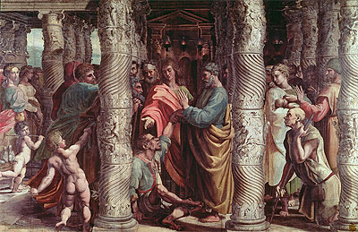 The Healing of the Lame Man, c.1515/16 | Raphael | Giclée Leinwand Kunstdruck