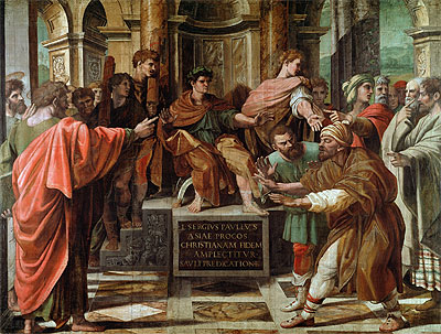 The Conversion of the Proconsul (The Blinding of Elymas), c.1515/16 | Raphael | Giclée Leinwand Kunstdruck