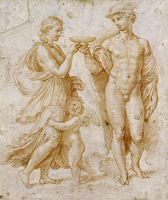 Mercury Offering the Cup of Immortality to Psyche, n.d. | Raphael | Giclée Papier-Kunstdruck
