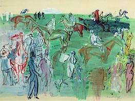 Racegoers on the Lawn, 1941 von Raoul Dufy | Papier-Kunstdruck
