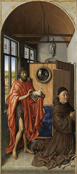 Robert Campin | Heinrich von Werl and his Patron Saint John the Baptist, 1438 | Giclée Canvas Print