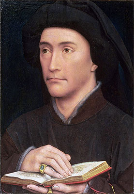 Porträt eines Mannes mit einem offenen Buch (möglicherweise Bischof Guillaume Fillastre), c.1437 | Rogier van der Weyden