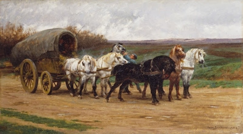 Ein Wagen und ein Pferdegespann, 1852 | Rosa Bonheur | Giclée Leinwand-Kunstdruck