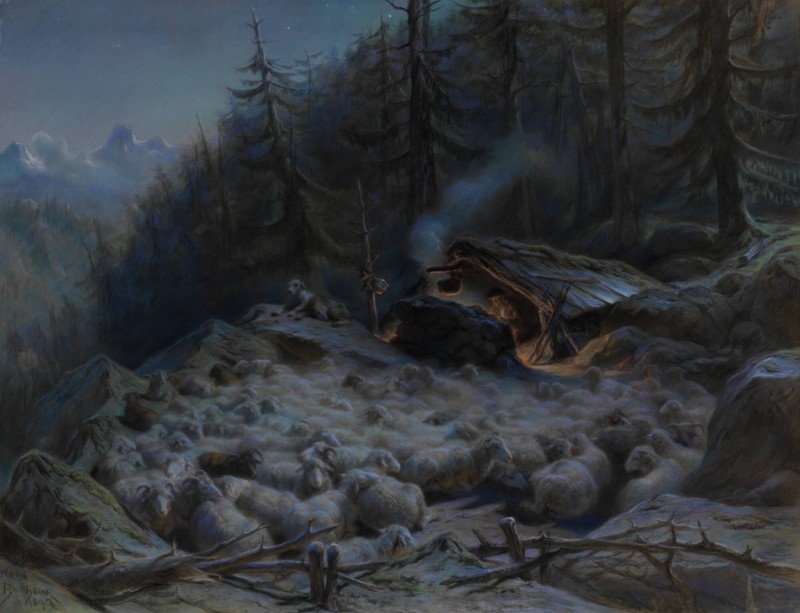 Sheepfold by Moonlight in the Pyrenees, 1897 | Rosa Bonheur | Giclée Canvas Print