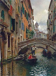A Quiet Canal, Venice, undated by Rubens Santoro | Canvas Print