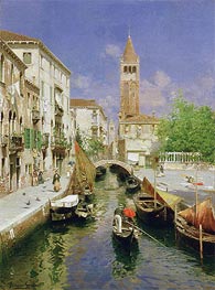 A Venetian Canal, undated by Rubens Santoro | Canvas Print