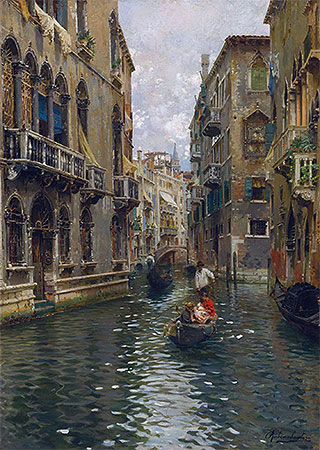A Family Outing on a Venetian Canal, undated | Rubens Santoro | Giclée Canvas Print