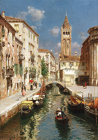 Rubens Santoro | Gondolas on a Venetian Backwater, undated | Giclée Canvas Print