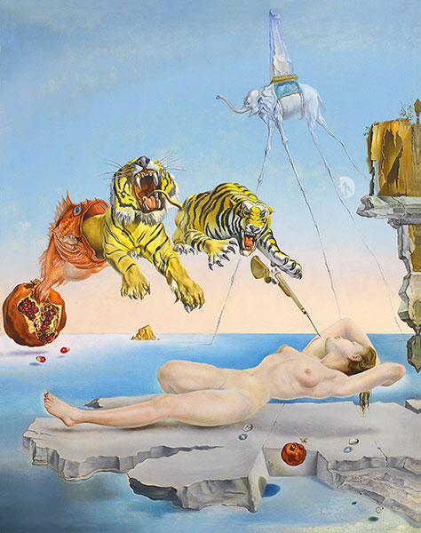 Dali | Traum, verursacht durch den Flug einer Biene um einen Granatapfel, eine Sekunde vor dem Aufwachen, 1944 | Giclée Leinwand Kunstdruck