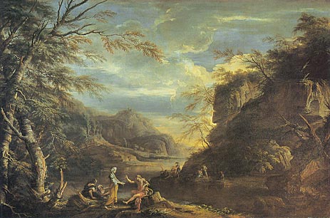 River Landscape with Apollo and the Cumaean Sibyl, c.1655 | Salvator Rosa | Giclée Canvas Print