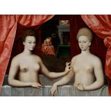 Gabrielle d'Estrees and one of her sisters, the Duchess de Villars, c.1594 - Fontainebleau School