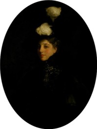 Die Dame mit den weißen Federn, 1899 von Sir John Lavery | Giclée Leinwand-Kunstdruck