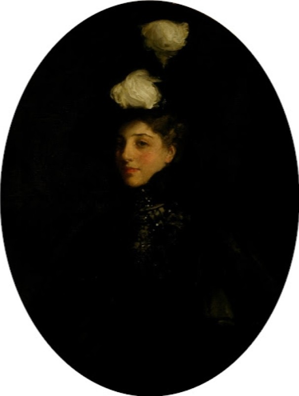 Die Dame mit den weißen Federn, 1899 | Sir John Lavery | Giclée Leinwand-Kunstdruck